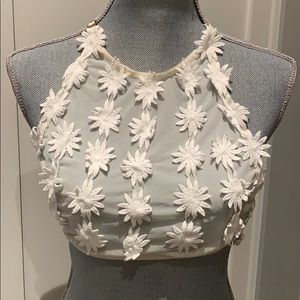 Sheer Daisy Crop Top with Adjustable Straps